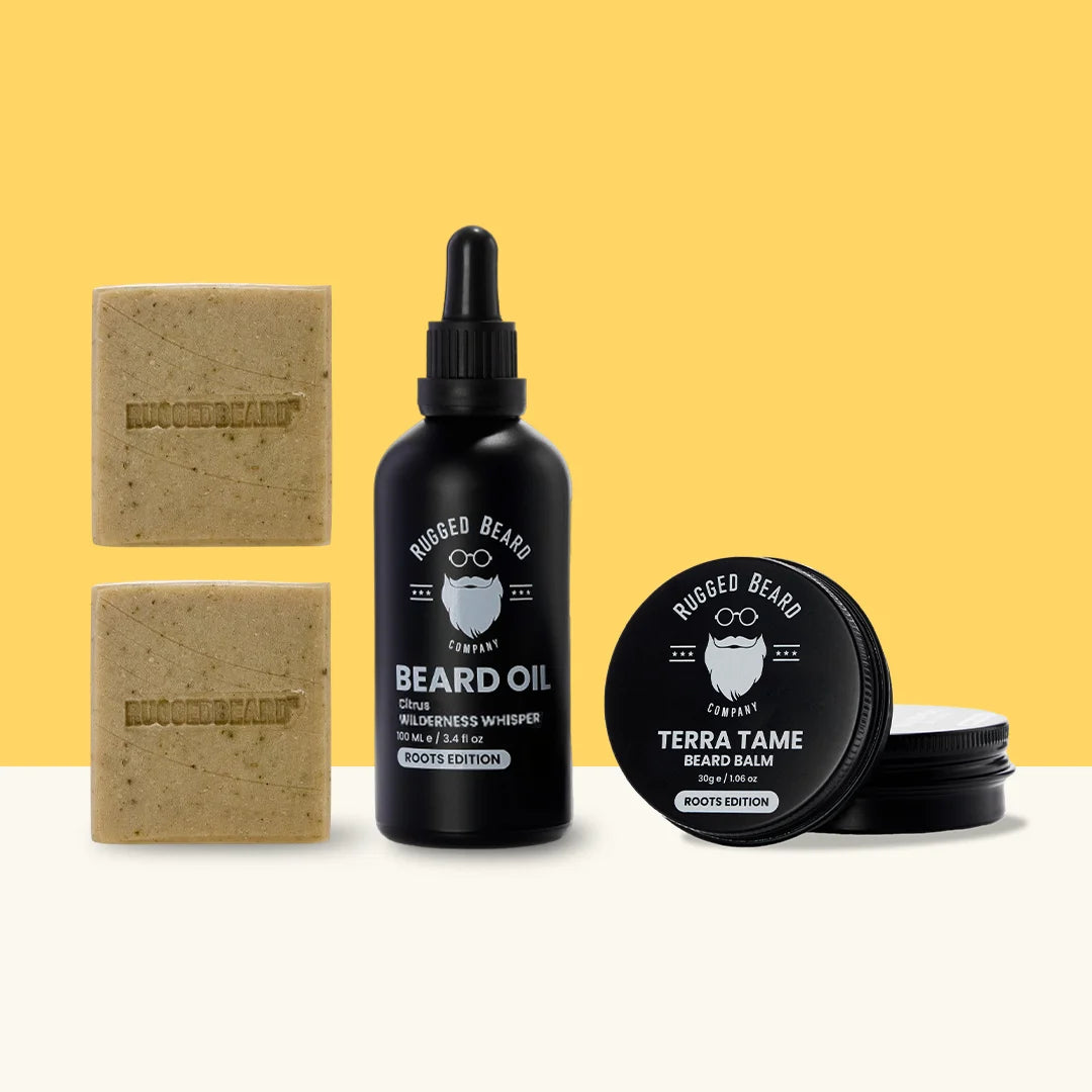 2x Nettle + Lavender Soap Bars 1x Lemon & Rosemary Beard Oil 1x Cedarwood Beard Balm