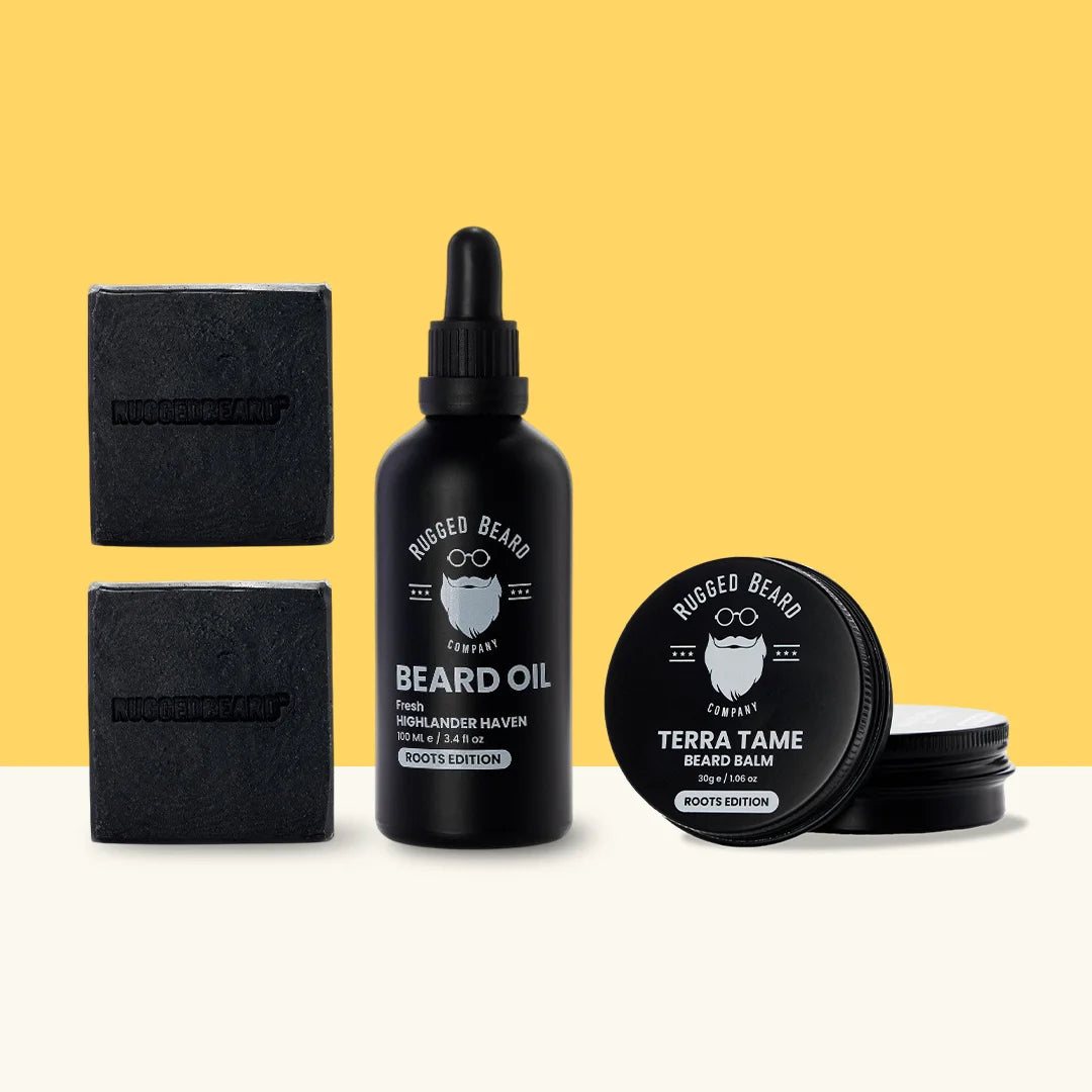 2x Charcoal and Peppermint Soap Bars 1x Peppermint & Tea Tree Beard Oil 1x Cedarwood Beard Balm